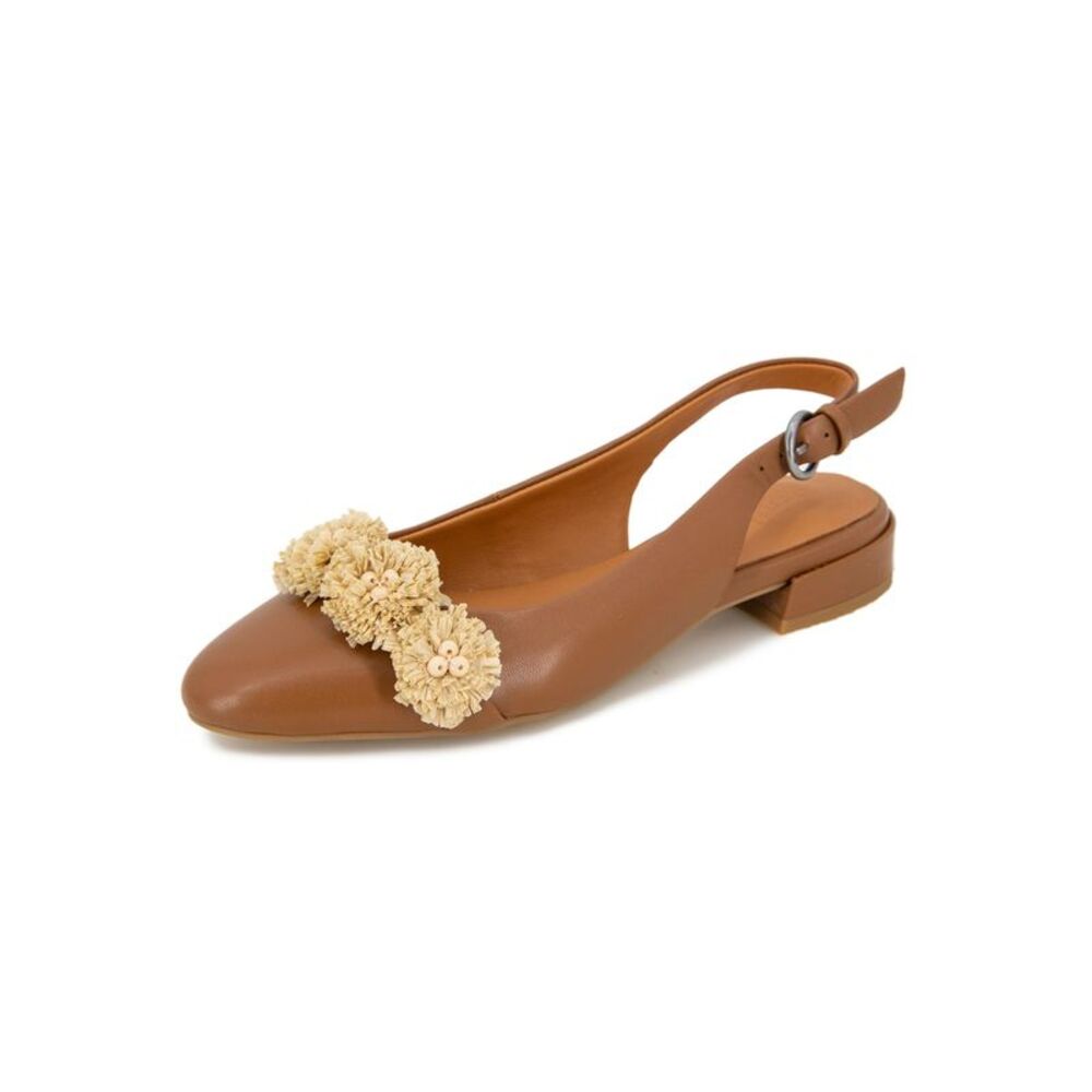 GENTLE SOULS KENNETH COLE Womens Brown Pom Pom At Anana Slingback Sandal 7 M